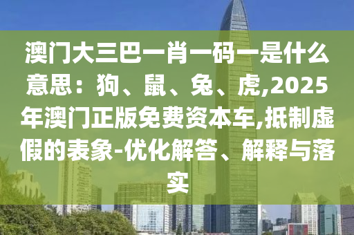 澳門大三巴一肖一碼一是什么意思：狗、鼠、兔、虎,2025年澳門正版免費(fèi)資本車,抵制虛假的表象-優(yōu)化解答、解釋與落實(shí)