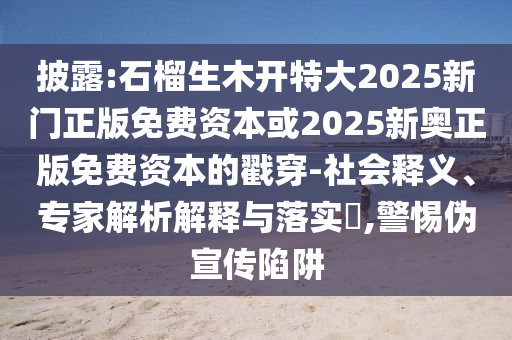 披露:石榴生木開特大2025新門正版免費資本或2025新奧正版免費資本的戳穿-社會釋義、專家解析解釋與落實?,警惕偽宣傳陷阱