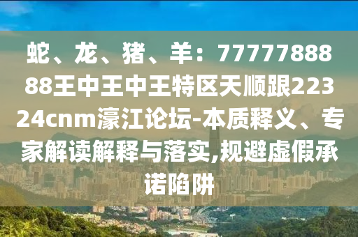 蛇、龍、豬、羊：7777788888王中王中王特區(qū)天順跟22324cnm濠江論壇-本質(zhì)釋義、專家解讀解釋與落實,規(guī)避虛假承諾陷阱